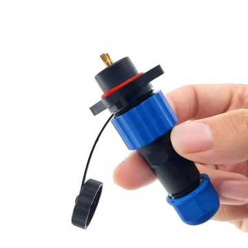 Male + chassis square base - 24V - waterdichte connector - 2 aderig - IP68