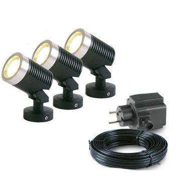 3x LED grond spot - 12V - 5 watt - complete set