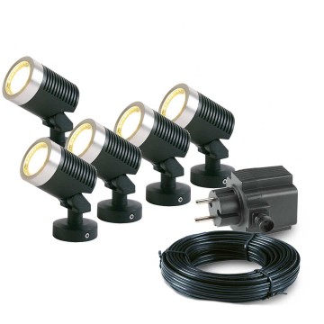 5x LED grond spot - 12V - 5 watt - complete set