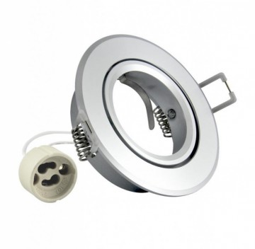 Inbouw spot - GU10 - aluminium - rond armatuur - geborsteld zilver/zilver 95mm