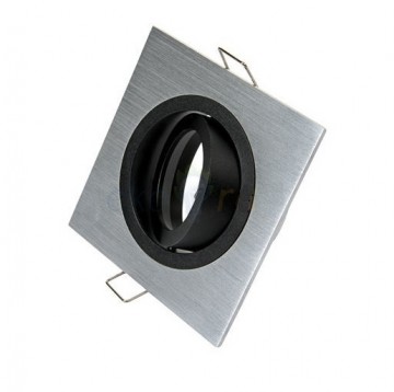 Inbouw spot GU10 aluminium vierkant armatuur zilver/zwart