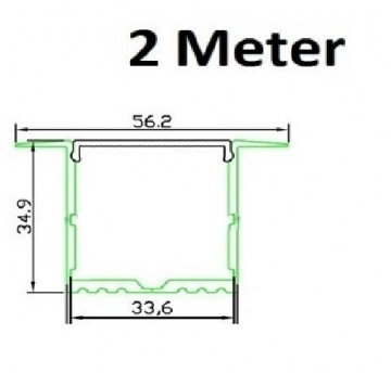 2 meter - 35mm inbouw XL- LED Profiel- aluminium