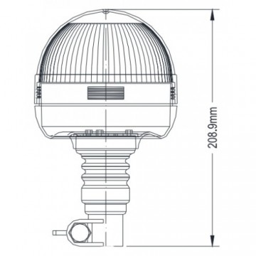 ORANJE dak zwaailicht - 8 LED - R10 / R65 - E keurmerk - beugel bevestiging