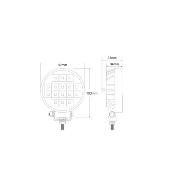 LED SPOT - 16 LEDs - 16W - Ingebouwde schakelaar - Rond