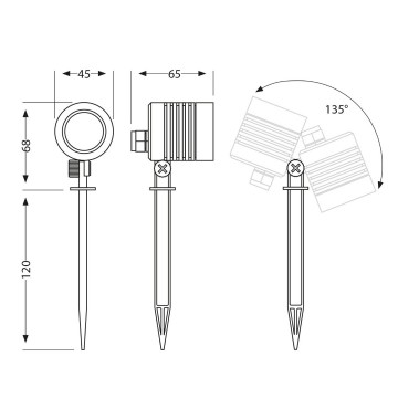 230V grondspot - Met stekker - Warm wit - 4W - 188mm