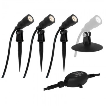 3x LED grond spot - 12V - 3x1 watt - complete set