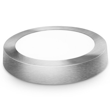 LED plafondlamp - opbouw rond - Warm wit - zilver