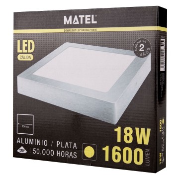 LED plafondlamp - opbouw vierkant - Warm wit - zilver 2