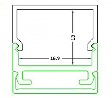 Led square pofiel maten diagram