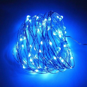 Kerst koperdraad LED verlichting - Blauw - 10 meter - Op batterijen