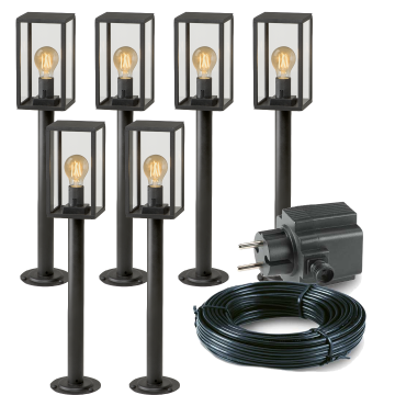 6x LED sokkel tuinlamp - 3,5 Watt - 12V - 68cm - Complete set