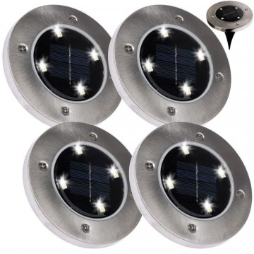Solar 4 LED grondspot - 0,4 Watt - koud wit - schemersensor - set 4 stuks