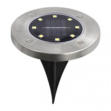 Solar 8 LED grondspot - 0,8 Watt - koud wit - schemersensor - set 4 stuks