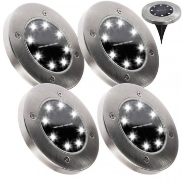 Solar 8 LED grondspot - 0,8 Watt - koud wit - schemersensor - set 4 stuks