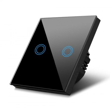 Wandschakelaar met verlichting - Tweevoudig - Touch bediening - Zwart