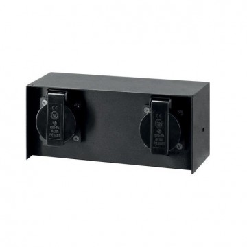 Opbouw dubbel stopcontact - Waterproof - RVS - Zwart