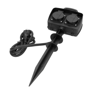 Duo stekkerdoos waterproof - 230V - Met prikpen en kabel
