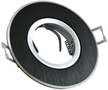 Inbouw spot GU10 aluminium rond armatuur - geborsteld zwart/zilver 95mm