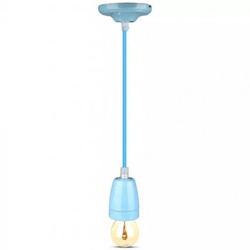 Retro porseleinen lamp - BLAUW - E27 fitting - pendel