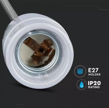 Retro porseleinen lamp - GRIJS - E27 fitting - pendel