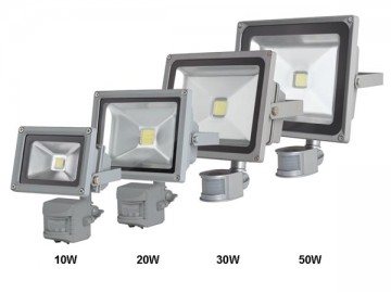 10W LED / PIR schijnwerper Koud Wit