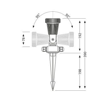 230V grondspot - GU10 fitting - 15 Watt - 390mm - Draaibaar