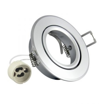Inbouw spot - GU10 - aluminium - rond armatuur - geborsteld zilver/zilver 85mm