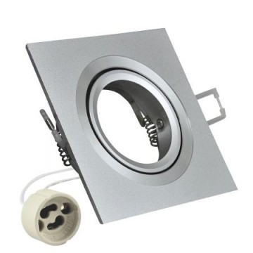 Inbouw spot GU10 aluminium vierkant armatuur zilver/zilver