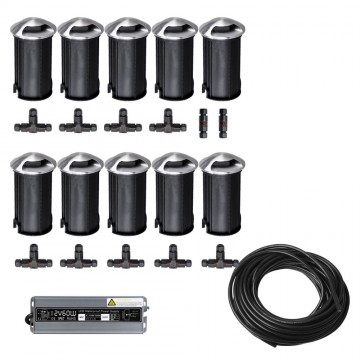 10x LED tuinpad spot - 12V - 2 kanten - 36mm - complete set