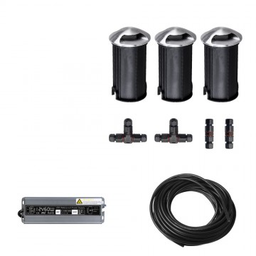 3x LED tuinpad spot - 12V - 3 watt - 36mm - complete set