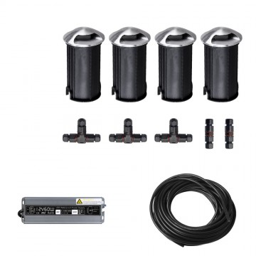 4x LED tuinpad spot - 12V - 2 kanten - 36mm - complete set