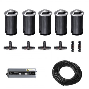 5x LED tuinpad spot - 12V - 3 watt - 36mm - complete set