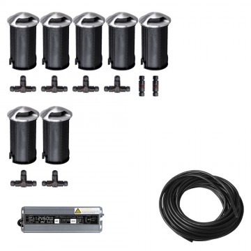 7x LED tuinpad spot - 12V - 2 kanten - 36mm - complete set