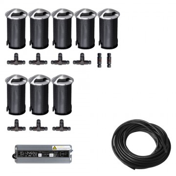 8x LED tuinpad spot - 12V - 3 kanten - 36mm - complete set