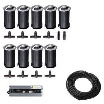 9x LED tuinpad spot - 12V - 3 watt - 42mm - complete set