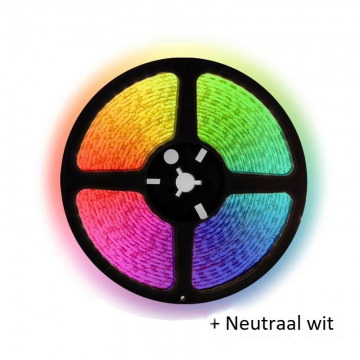 5 meter LED strip - RGB + neutraal wit - Complete set