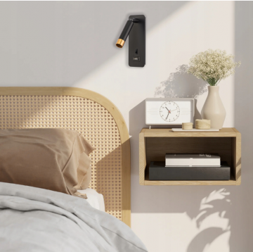 LED leeslamp - 25mm - USB-A + USB-C poort - Zwart