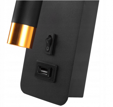 LED leeslamp - 25mm - USB-A + USB-C poort - Zwart