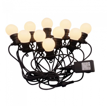 Led party lichtsnoer - 5 meter - 10 lampen - Warm wit - 24V