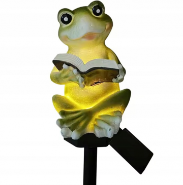 Solar LED kikker - Neutraal wit - Met schemersensor en prikpen