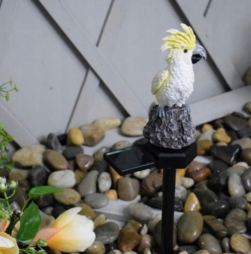 Solar LED kaketoe - Neutraal wit - Met schemersensor en prikpen