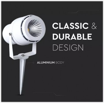 220 Volt - Tuinlamp - Warm wit - 12 Watt - Witte behuizing - Grond spot