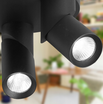 LED plafondlamp - 3x GU10 spot - DraaibaarLED plafondlamp - 3x GU10 spot - Draaibaar - Zwart