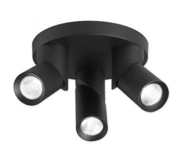 LED plafondlamp - 3x GU10 spot - DraaibaarLED plafondlamp - 3x GU10 spot - Draaibaar - Zwart