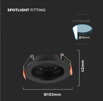 Inbouw spot GU10 - 102mm - Kunststof - Vaste armatuur rond