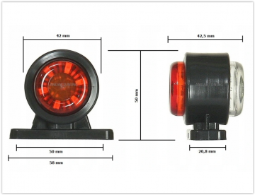 Zijmarkeringslicht - 12/30V - Rood wit - L1162-1 klein