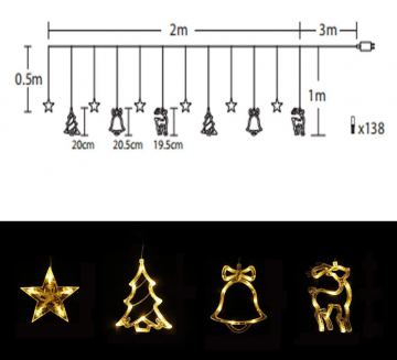 LED kerstfiguurtjes set - 2 meter - Met stekker