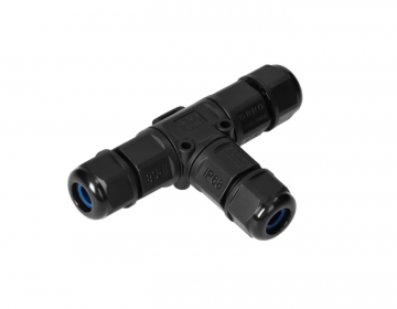 Waterdichte kabelverbinder - 3 aderig - T splitter - Schroefkoppeling - IP68