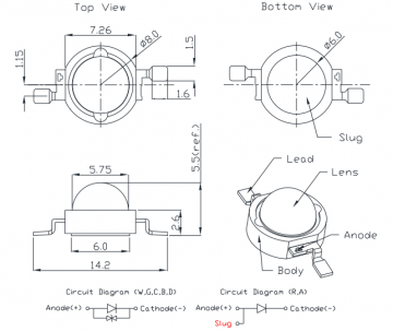 Power LED diode - Amber - 3W