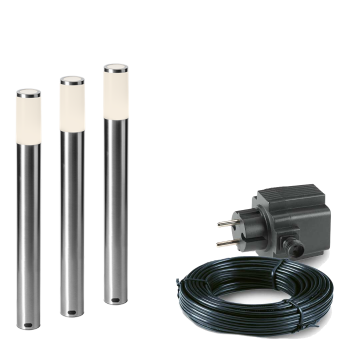 3x LED tuinpaal - 1 Watt - 12V - 600mm - complete set
